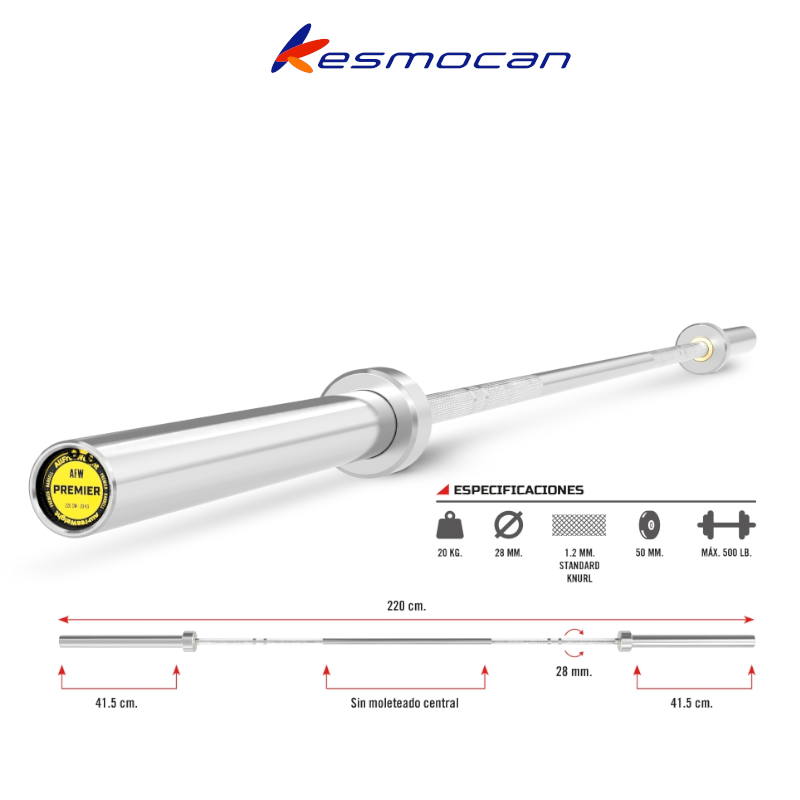 BARRA HARD CHROMED AFW 220CM